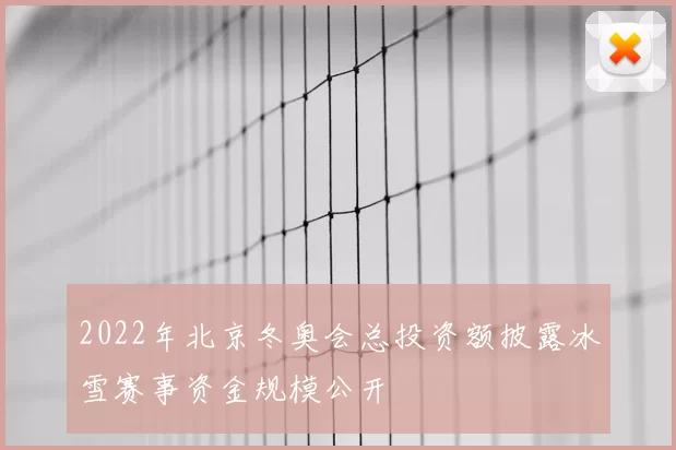 2022年北京冬奥会总投资额披露冰雪赛事资金规模公开